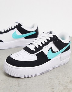 Кроссовки белого/черного/бирюзового цвета Nike Air Force 1 Shadow-Черный