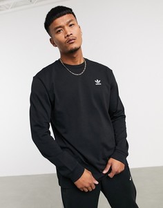 Черный лонгслив с принтом на спине adidas Originals