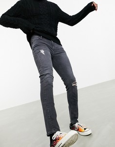 Черные джинсы скинни с потертостями ASOS DESIGN-Черный