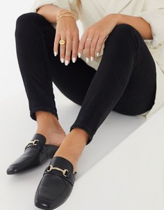 Черные кожаные мюли на плоской подошве с металлической отделкой Steve Madden wintour-Черный