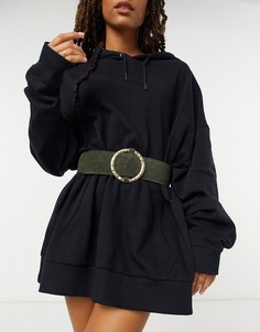 Широкий ремень Pieces из шнурочной пряжи цвета хаки-Зеленый