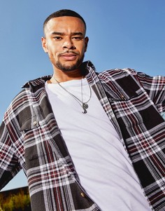 Свободная рубашка в стиле 90-х в клетку тартан ASOS DESIGN-Черный