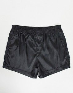 Шорты-боксеры из атласной черной ткани ASOS DESIGN-Черный