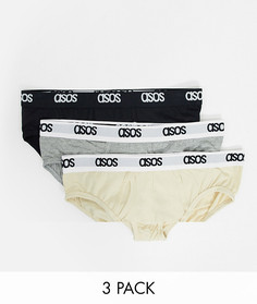 Набор из 3 трусов (черные, белые и бежевые) ASOS DESIGN-Мульти