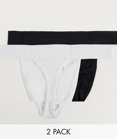 Набор из 2 мужских стрингов черного и белого цвета со скидкой ASOS DESIGN-Мульти
