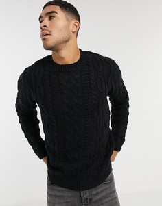 Черный джемпер с круглым вырезом плотной крупной вязки ASOS DESIGN