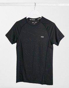 Черная обтягивающая спортивная футболка ASOS 4505 icon-Черный
