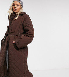 Стеганое пальто шоколадно-коричневого цвета Reclaimed Vintage inspired-Коричневый