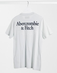 Светло-синяя футболка с принтом логотипа на спине Abercrombie & Fitch-Синий