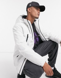 Белая куртка со сквозной молнией и капюшоном Bershka-Белый