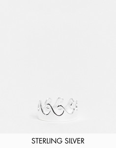 Серебряное кольцо с волнообразным вырезом ASOS DESIGN-Серебряный