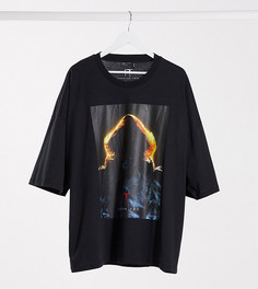 Черная свободная футболка с принтом ASOS DESIGN Plus IT Halloween-Черный
