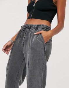 Темно-серые джоггеры от комплекта с эффектом кислотной стирки Topshop-Серый