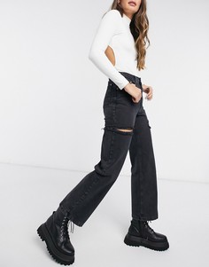 Черные выбеленные джинсы в винтажном стиле с двойным разрезом The Ragged Priest-Черный