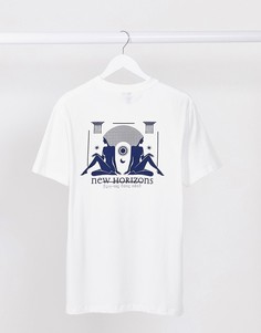 Белая футболка с принтами new horizons на спине и груди ASOS DESIGN-Белый