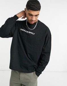 Черная oversized-футболка с принтом на груди ASOS Unrvlld Supply-Черный