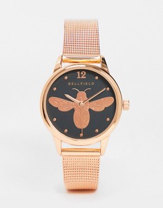 Наручные часы цвета розового золота с изображением шмеля на циферблате Bellfield-Золотой