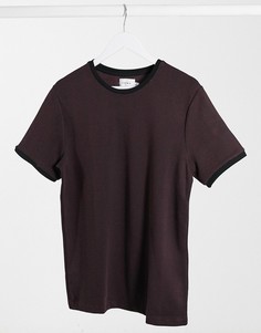 Бордовая футболка с рисунком в елочку Topman-Красный