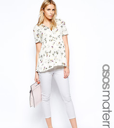 Саржевые брюки длиной 7/8 эксклюзивно для ASOS Maternity-Белый