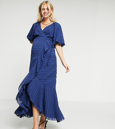 Платье макси в полоску с запахом ASOS DESIGN Maternity-Темно-синий