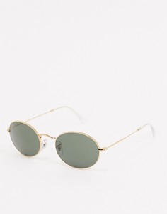 Солнцезащитные овальные очки в золотистой оправе Rayban-Золотой