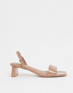 Бежевые босоножки на среднем каблуке с ремешком на пятке Aldo-Бежевый