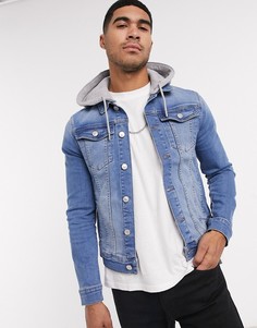 Джинсовая куртка со капюшоном River Island-Синий