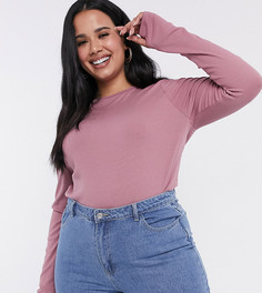 Лонгслив в рубчик с отверстием для большого пальца ASOS DESIGN Curve-Белый