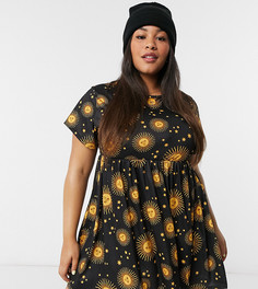 Свободное платье-футболка мини Rokoko Plus-Черный