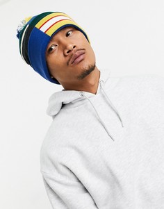 Разноцветная шапка-бини с помпоном и логотипом ASOS DESIGN-Мульти