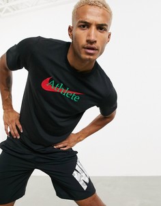 Черная футболка с логотипом "athlete" Nike Training-Черный