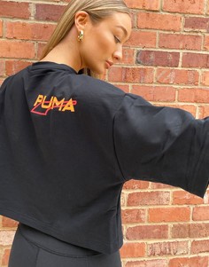 Черная укороченная футболка Puma Form-Черный
