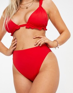 Красные плавки бикини с завышенной талией ASOS DESIGN-Красный