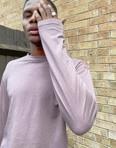 Выбеленный лонгслив фиолетового цвета свободного кроя ASOS DESIGN-Бежевый