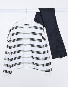 Свободный лонгслив в черно-белую полоску ASOS DESIGN-Мульти