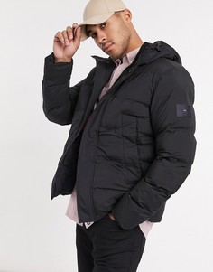 Черный пуховик цвета с капюшоном Tommy Hilfiger