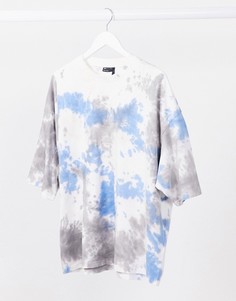 Свободная футболка с рукавами до локтя и принтом тай-дай ASOS DESIGN-Мульти