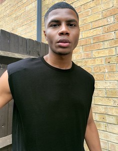 Черная свободная майка с подплечниками ASOS DESIGN-Черный