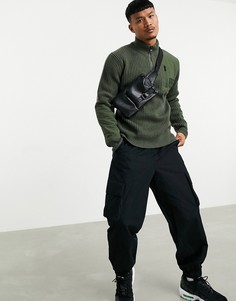 Милитари джемпер цвета хаки на короткой молнии с нагрудным карманом Calvin Klein Jeans-Зеленый