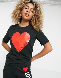 Черная футболка с сердцем и логотипом Love Moschino-Черный