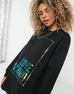 Белый свитшот с переливающимся логотипом Love Moschino-Черный