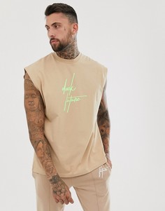 Oversized-лонгслив с логотипом ASOS Dark Future-Коричневый