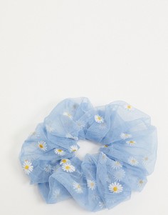 Голубая резинка для волос с вышивкой ASOS DESIGN-Синий