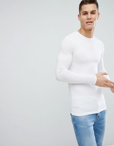 Белый удлиненный лонгслив с круглым вырезом ASOS DESIGN