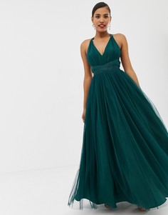 Премиум-платье для выпускного макси с ленточной завязкой ASOS DESIGN-Зеленый