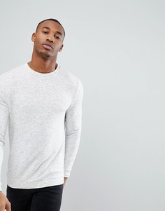 Белый меланжевый обтягивающий свитшот ASOS DESIGN organic