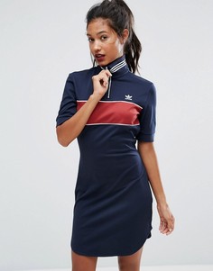 Темно-синее платье с высоким воротом adidas Originals London-Синий