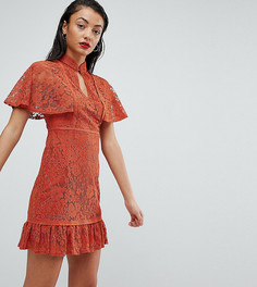 Платье с высоким воротом и баской Fashion Union Tall-Красный