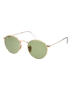 Солнцезащитные очки с круглыми зелеными линзами Ray-Ban-Золотой
