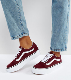 Бордовые кроссовки на плоской платформе Vans Old Skool-Красный